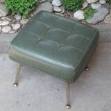 Stool footrest in green skaï