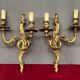 Pair of Rococo gilded solid bronze wall lights.