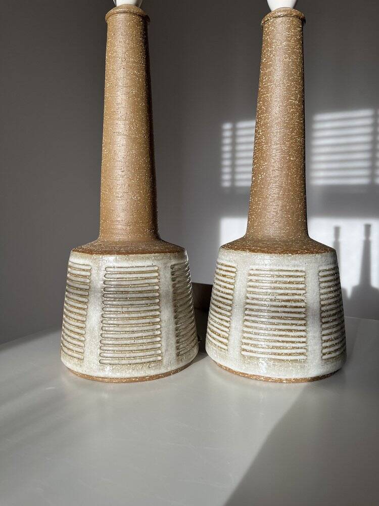 Pair table lamps, Le Klint for Palshus, Denmark, chamotte 1960s, set of 2