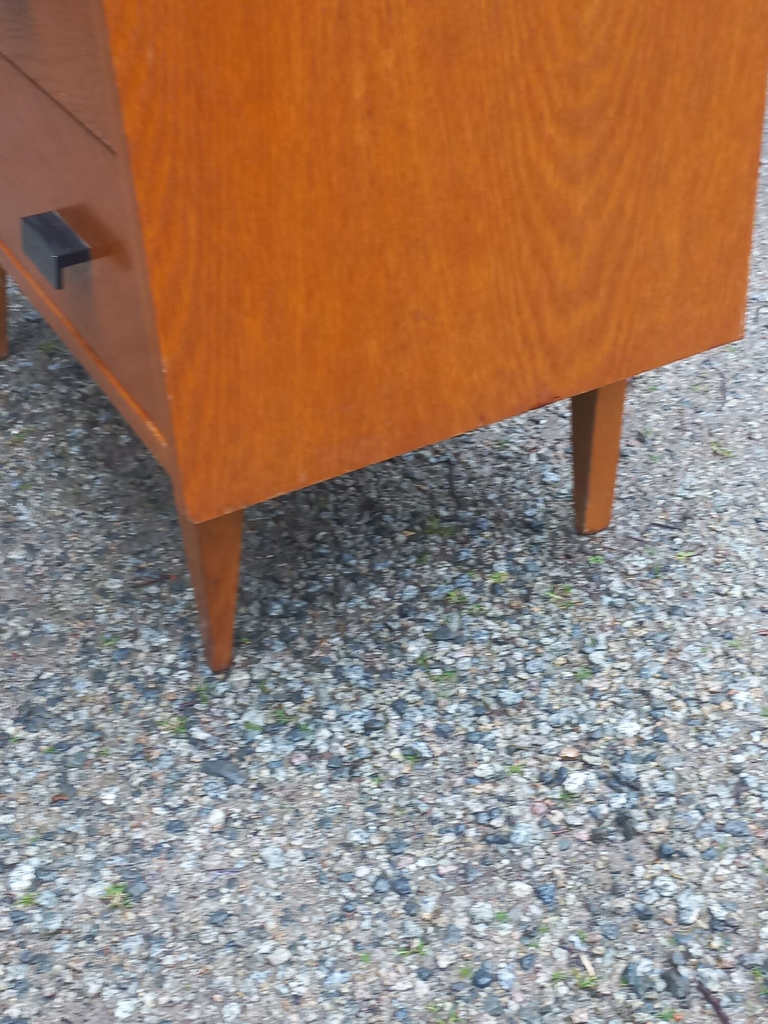 Vintage chest of drawers in gilded oak from the 50s 3 drawers feet bobbin