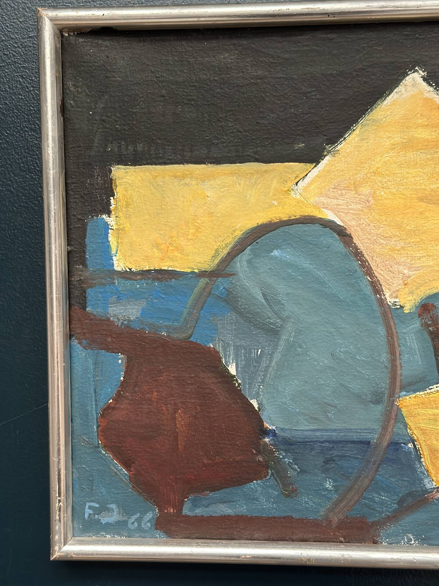 Swedish Oil on Canvas – “Abstract Composition” – Dated 1966 – Vintage