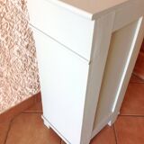 Bedside table in pine, restyled in lime green