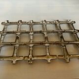 Large silver-plated bamboo trivet