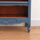 Renovated antique bookcase – Bleu des Vosges library, Libéron and natural wood – H100 cm