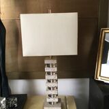Table lamp in fossilized travertine and Lucite way of Karl Springer about 1970'