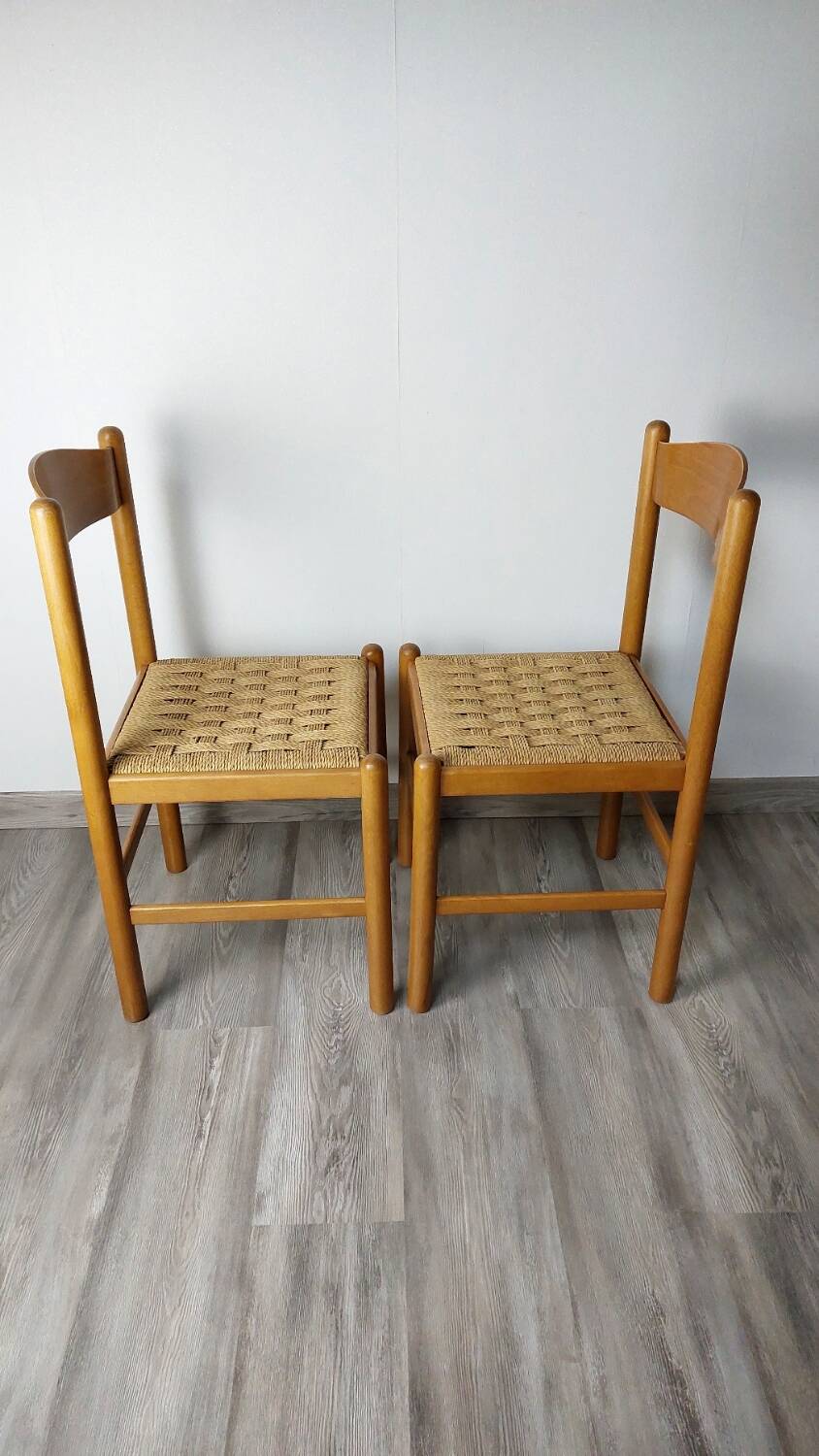 2 chaises corde raphia tressée