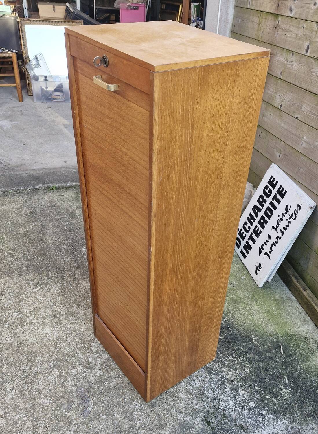 Filing cabinet with curtains