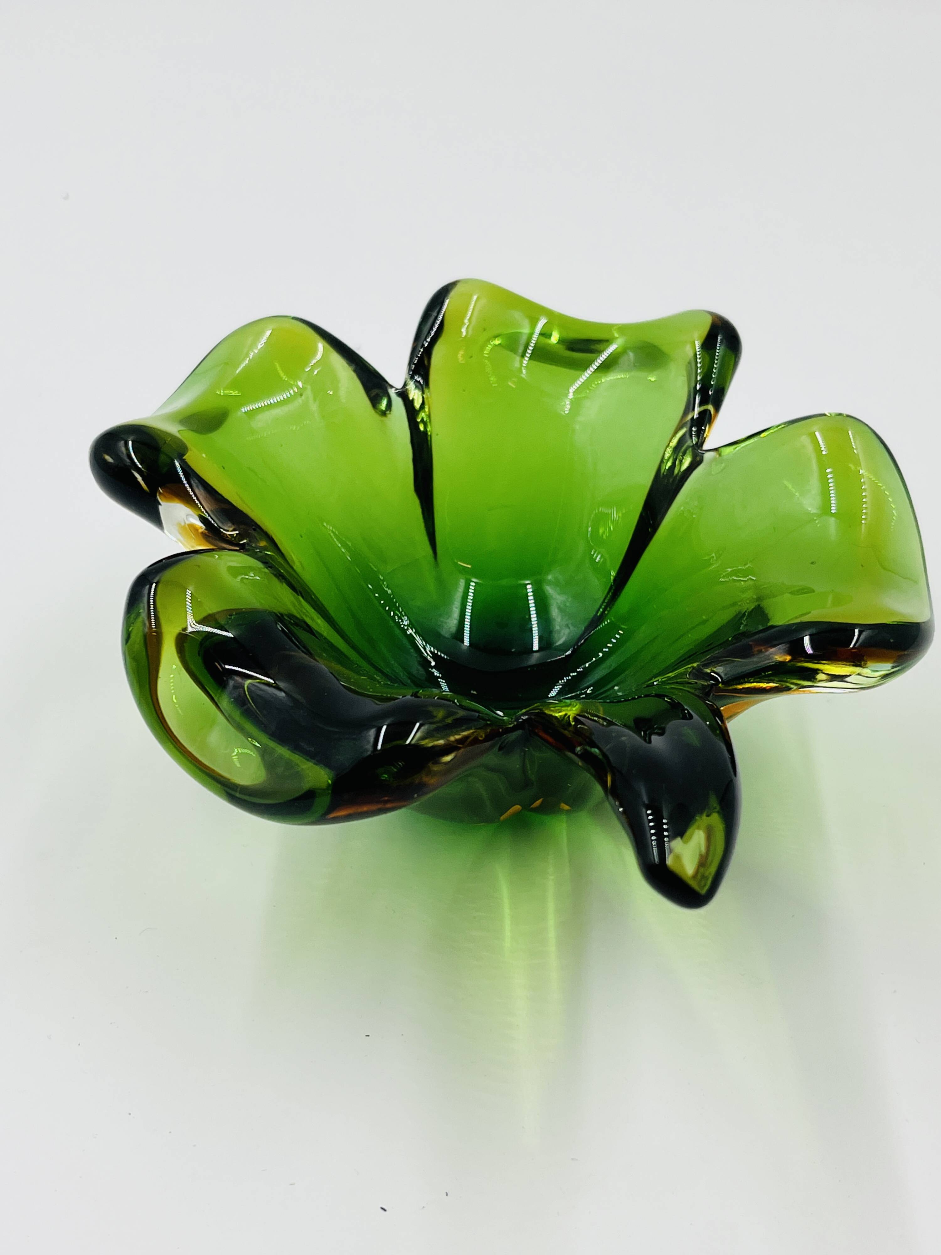 Biomorphic glass bowl from Murano attributed to Flavio Poli.