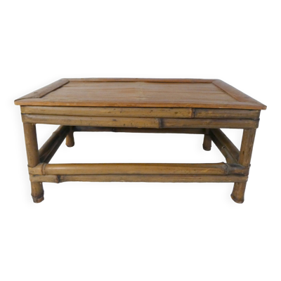ancien petit Banc en bambou marche pied vintage