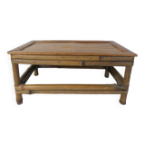 ancien petit Banc en bambou marche pied vintage