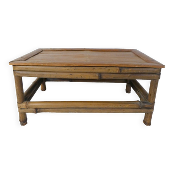 ancien petit Banc en bambou marche pied vintage