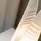 Milky White Murano Frosted Glass Pyramid Table Lamp with White Metal Base - Italian Space Age Design, 1970s