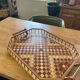 Large service tray in wood marquetry