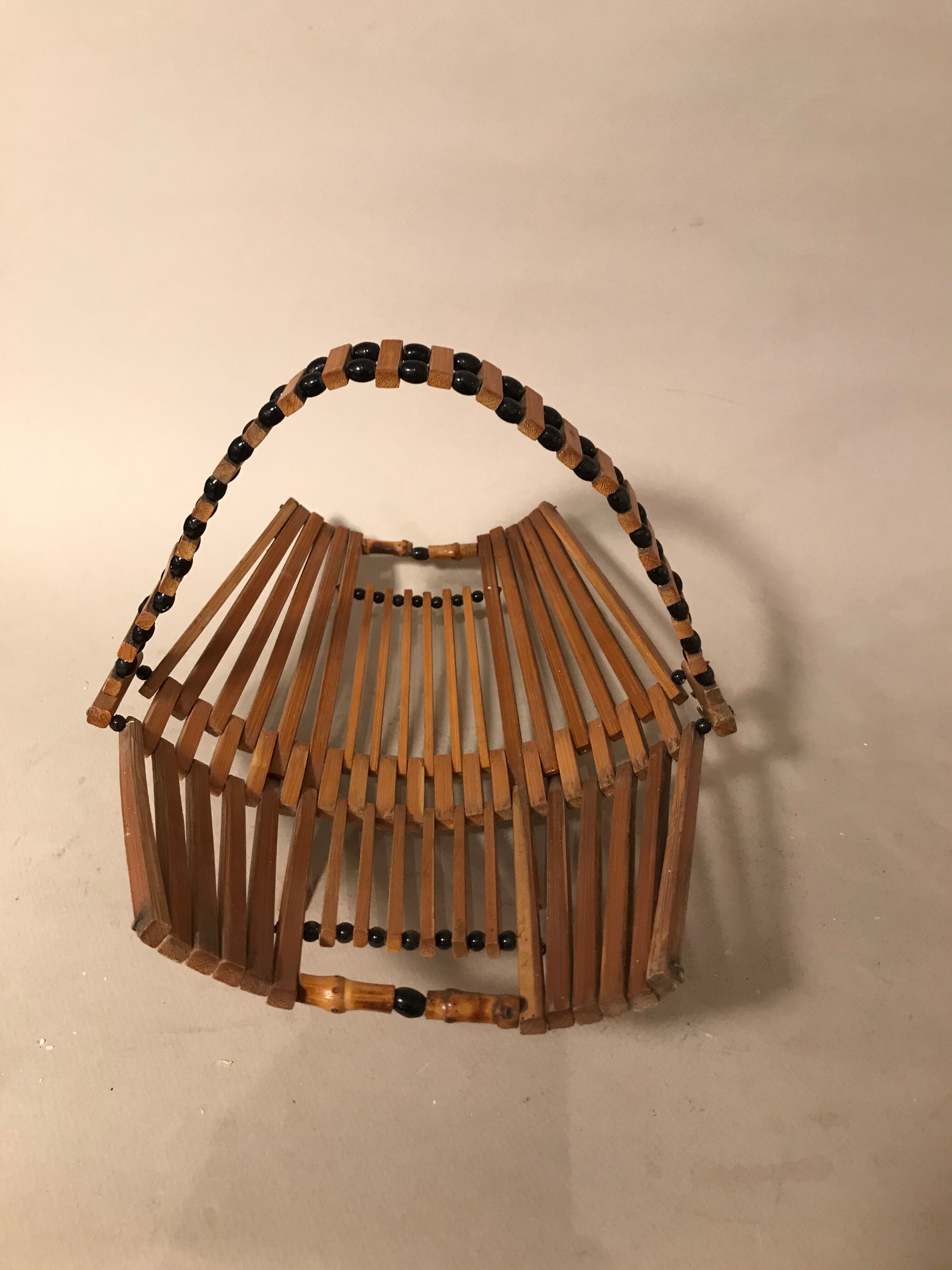 Rattan wicker bamboo fruit cup 1960 f