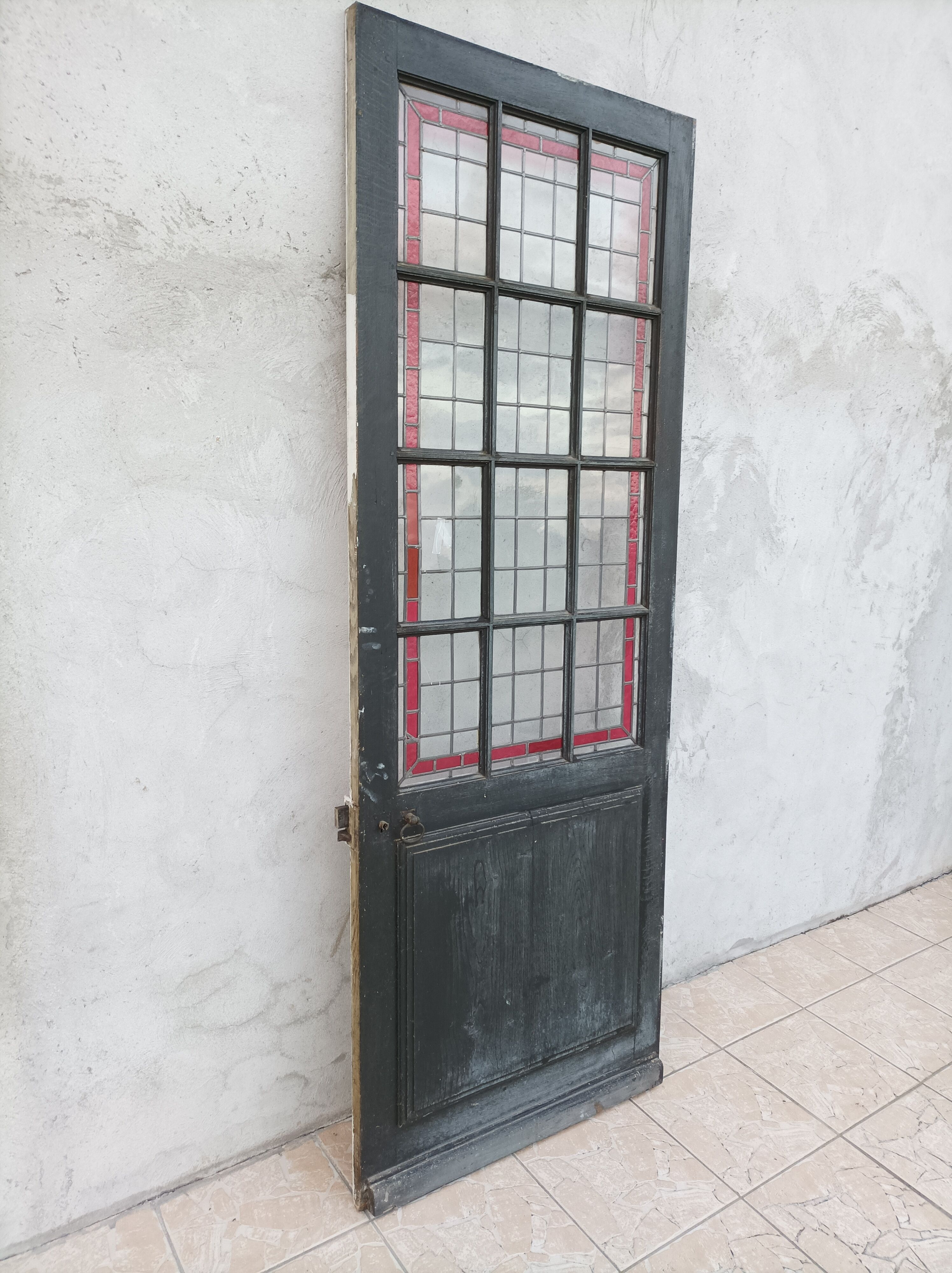 Antique solid wood glass door