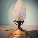 Lampe flamme Art Déco verre dépoli 1920-1930