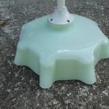 Suspension of old lampshade in opaline mint