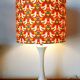 Lampe tulipe, abat-jour oiseaux orange, 1970