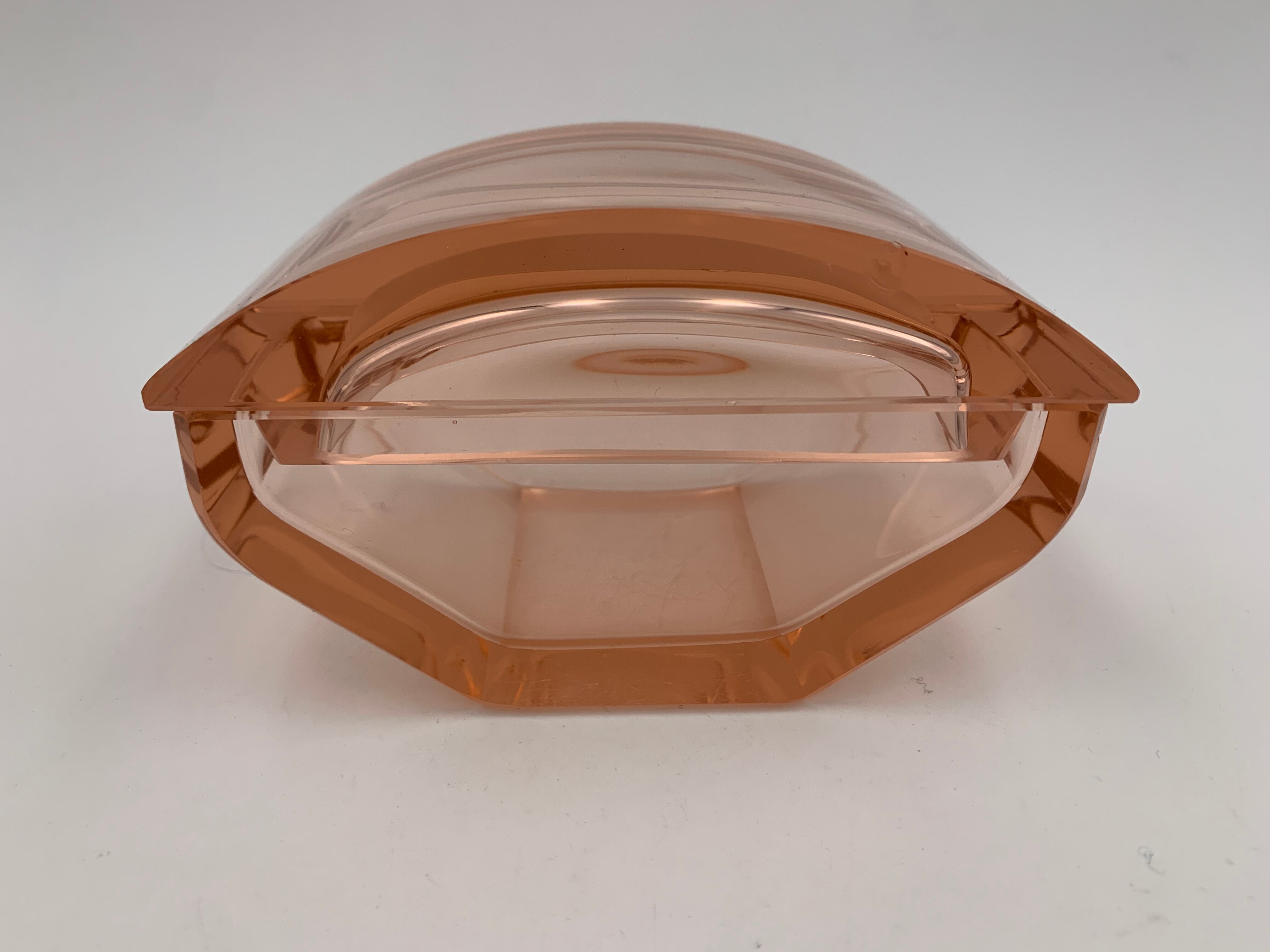 Art deco toilet top pink glass 3 pieces 1930s