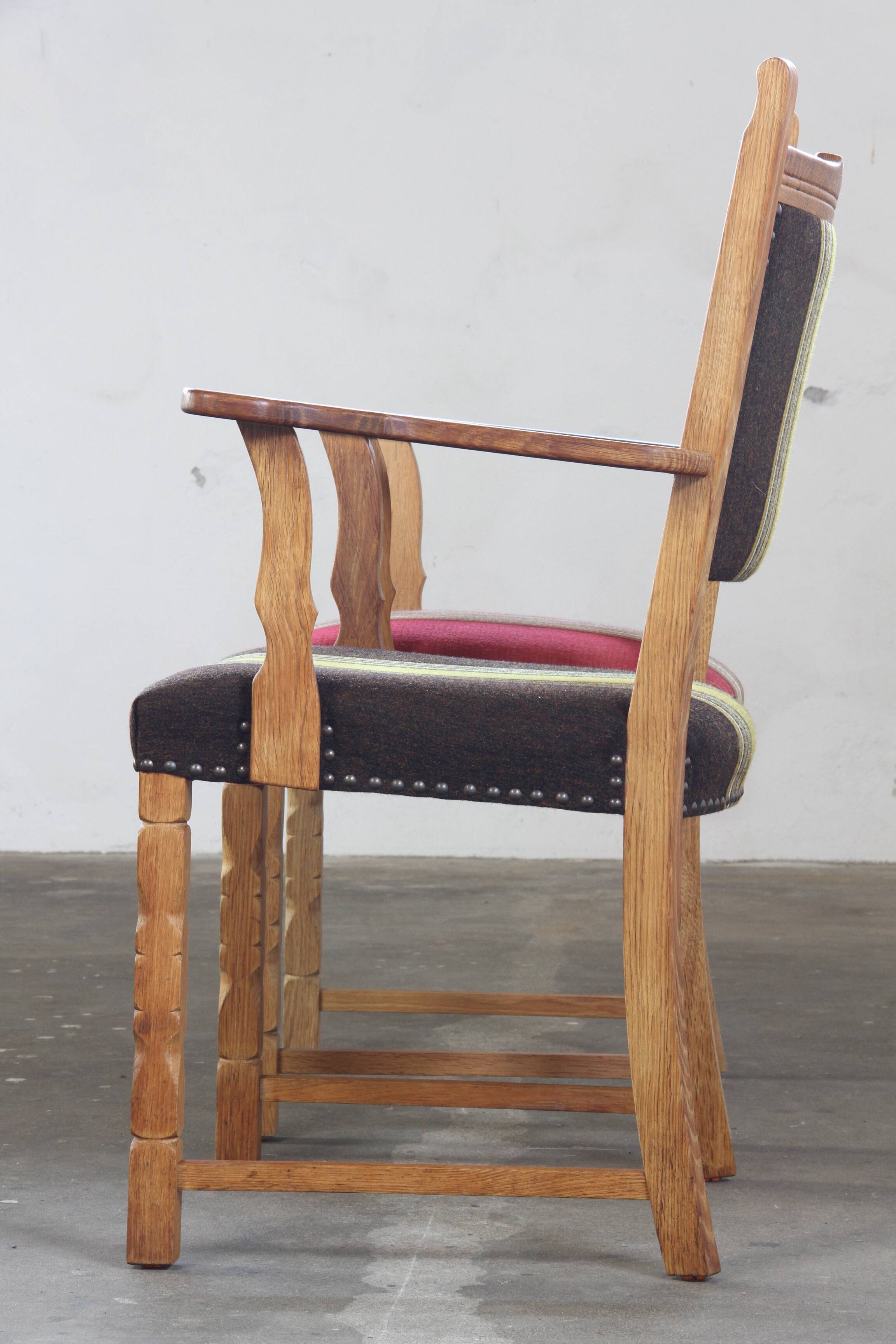 Vintage Pair of Danish Brutalist Armchairs, Henning Kjærnulf Style, 1960s