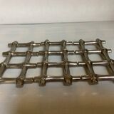 Large silver-plated bamboo trivet
