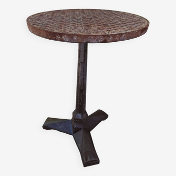 Fischel - old bistro pedestal table dating from the 1930s - with removable cast iron top