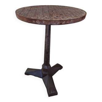 Fischel - old bistro pedestal table dating from the 1930s - with removable cast iron top