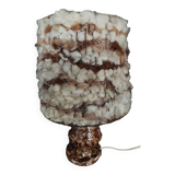 Vintage bedside lamp with wool shade and varnished terracotta base from the 60s