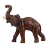 Éléphant vintage avec défenses en papier mâché, sculpture en cuir marron