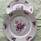 Set of 4 flat plates, in art deco porcelain
