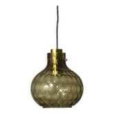 Bubble Glass & Brass Pendant by Helena Tynell for Limburg, 1960s