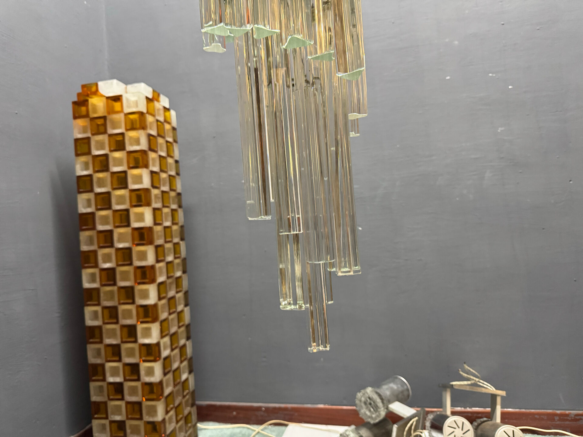Large Murano Glass Trilobi Chandelier, Italy, 1960s