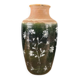 Vase de sol West Germany 7901-45 vert à motifs fleurs peints