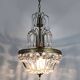Chandelier, crown ceiling light in brass, 3 levels, 1 light, water drop pendants. 70s