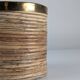Italian Mid-Century Pencil Reed Rattan and Brass Planter, 1970s