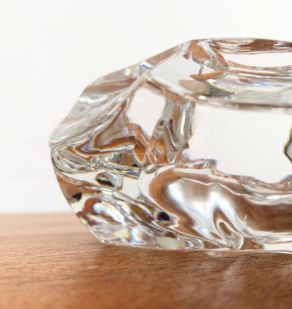 Mid-century Scandinavian heavy frosted glass table and ashtray, 1960s, set of 2.