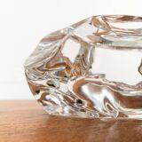 Mid-century Scandinavian heavy frosted glass table and ashtray, 1960s, set of 2.