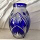 Cobalt blue double crystal vase signed G. Raspiller