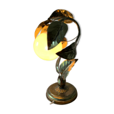 Lampe feuilles métal doré vintage