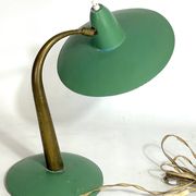 Mid-cenrury Italian Modern brass and green lacquer table lamp from 50s