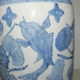 Vase or asian potiche pattern koi carps early xxth