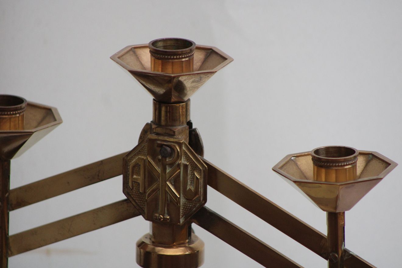 Golden metal chandelier