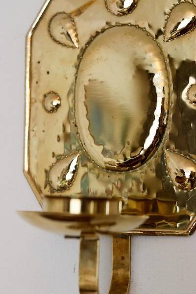 Pair of mid-century brass Swedish sconces