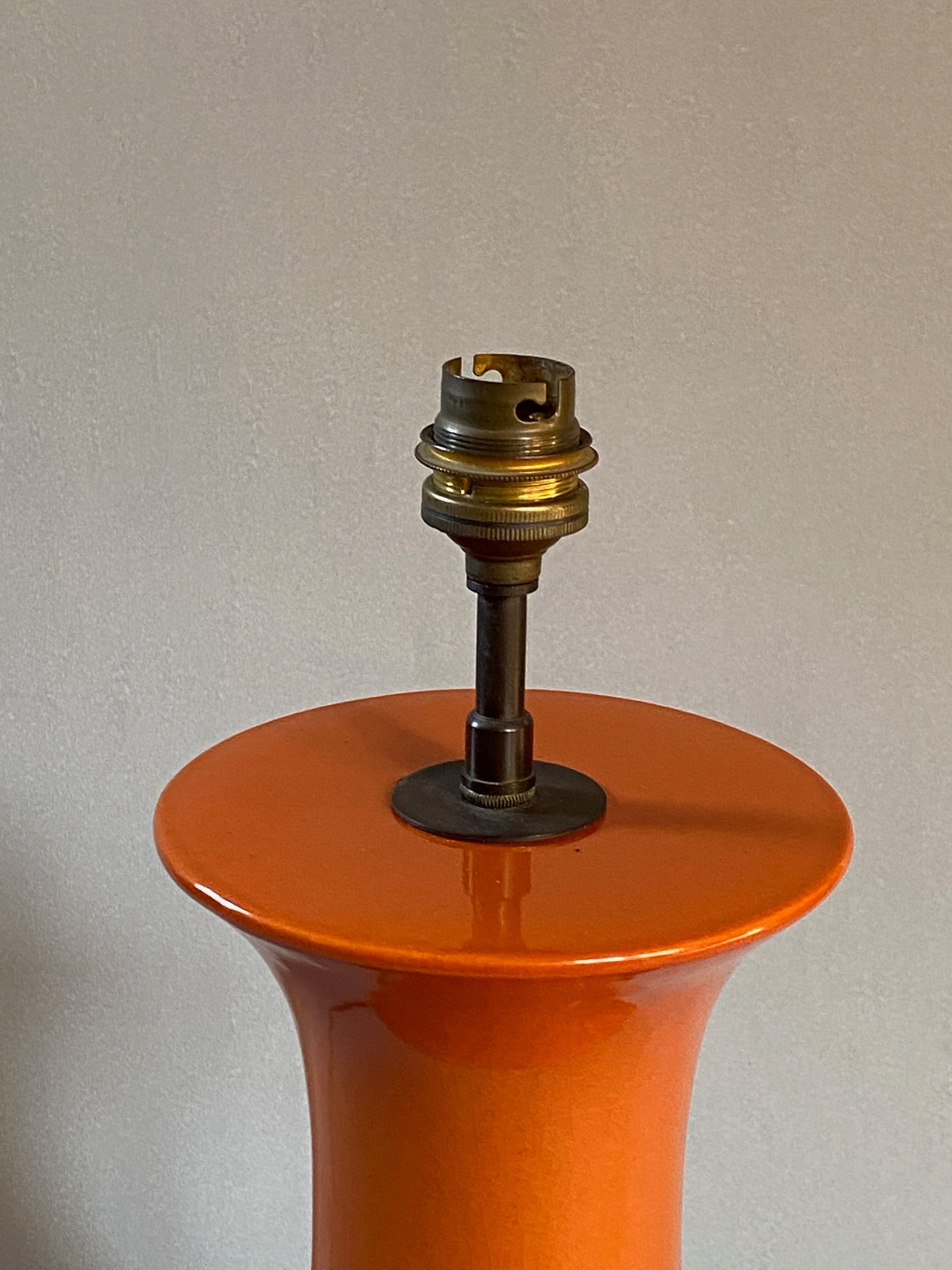 Orange ceramic lamp 1960 1970