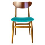 Blue wooden dining chairs, Italy 1950s