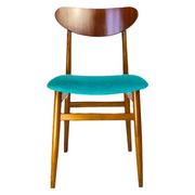 Blue wooden dining chairs, Italy 1950s