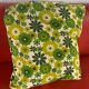Cushion cover, green lotus flowers, vintage 1970