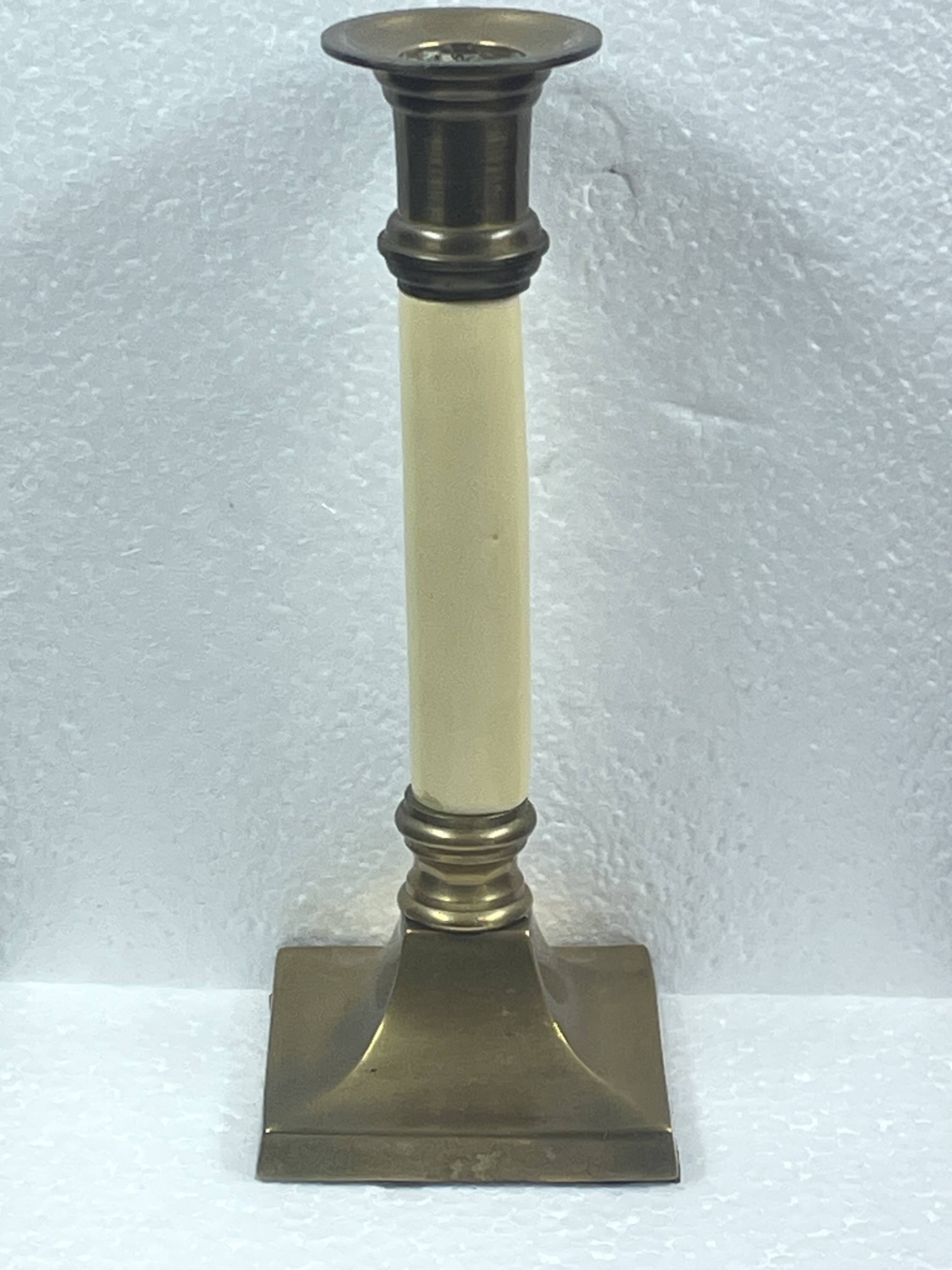 Bougeoir ancien en laiton dore 20 cm