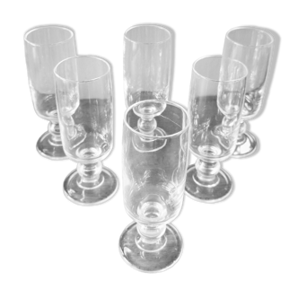 6 vintage crystal Champagne flutes