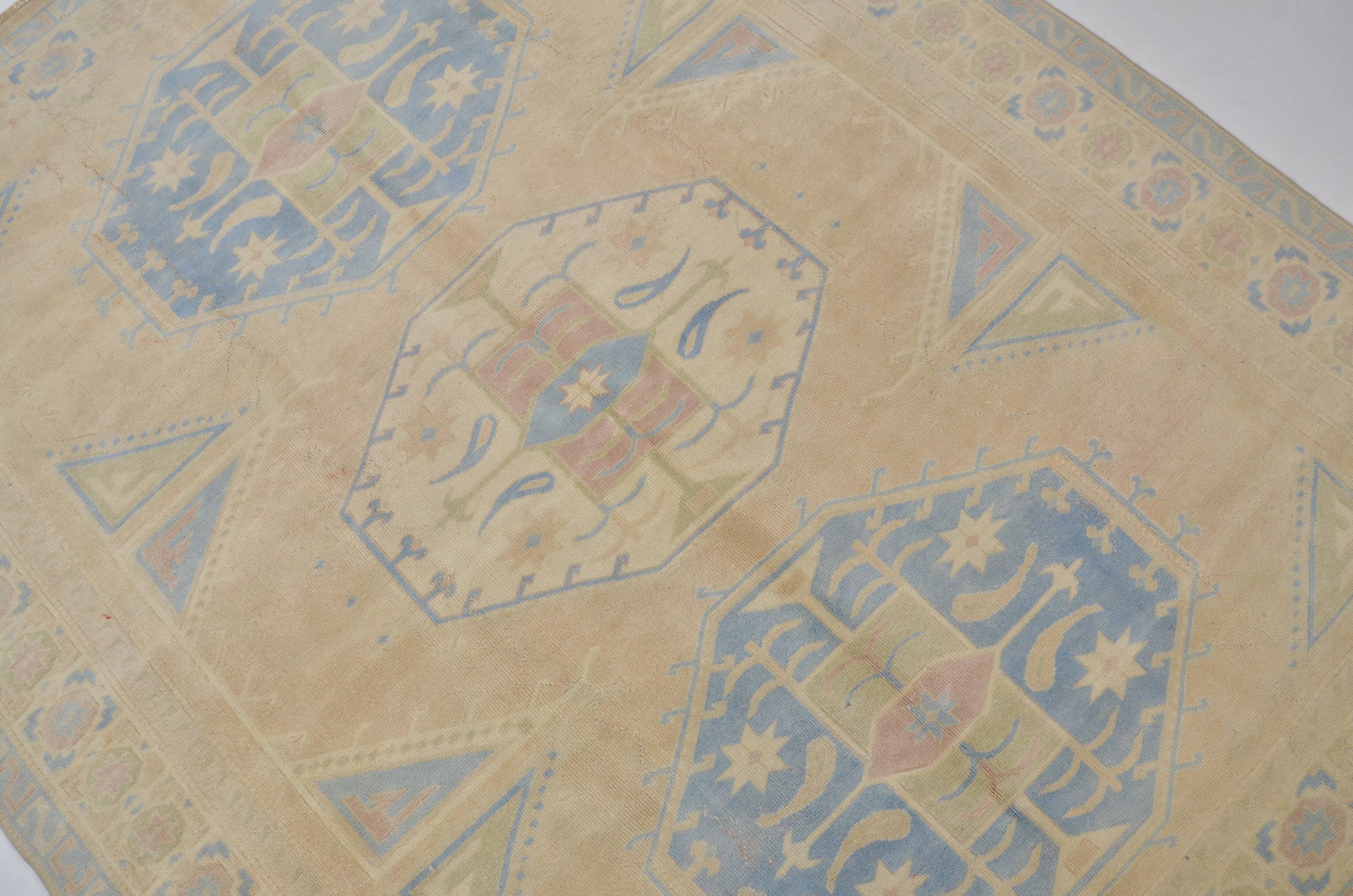 Bohemian Soft Colour Oushak Vintage Rug sku 2038